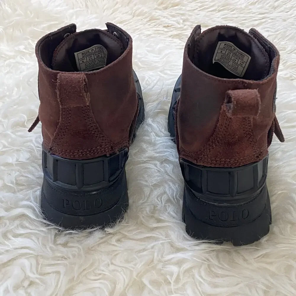Ralph Lauren Boys Oslo High Suede Boot, Youth size 6